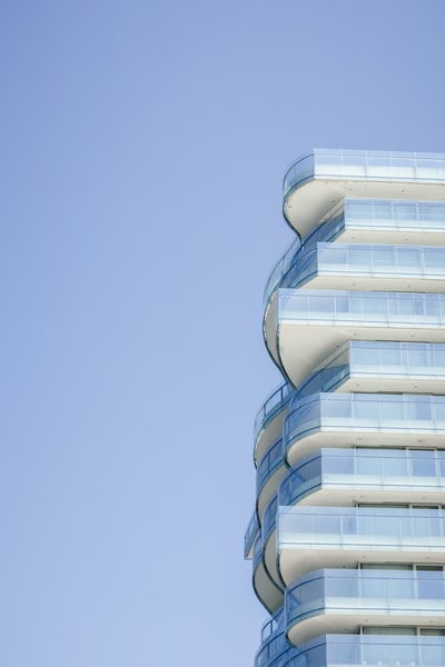 white and blue concrete building